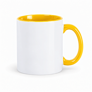 Caneca Lisa Interna e Alça Amarela para Sublimação