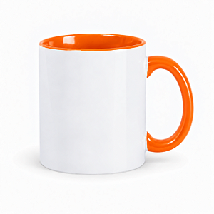 Caneca Lisa Interna e Alça LARANJA para Sublimação