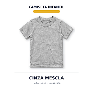 CAMISETA INFANTIL CINZA MESCLA 100% POLIÉSTER