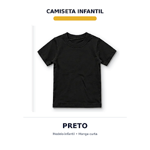 CAMISETA INFANTIL PRETA 100% ALGODÃO