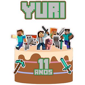 Topo de Bolo Minecraft Personalizado