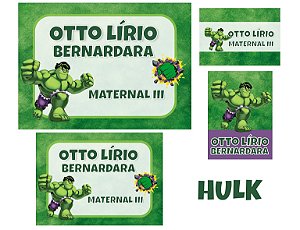Etiqueta escolar Personagem Hulk - Fábrica de Fofurinhas