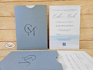 Convite Minimalista Azul Serenity