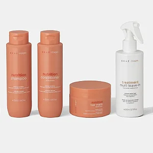 KIT NUTRIÇÃO BRAÉ STAGES SHAMPOO + CONDICIONADOR + MÁSCARA + LEAVE-IN SPRAY