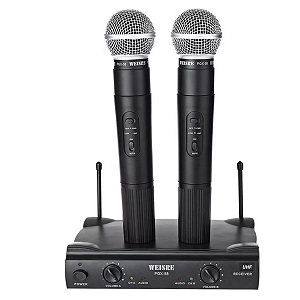 Microfone De Mão Dinâmico Profissional Duplo Sem Fio Uhf