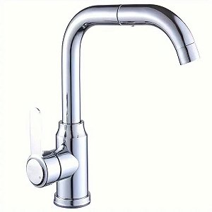 Torneira Cromada Giratória Gourmet De Luxo Monocomando Água Quente Fria