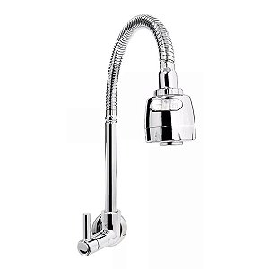 Torneira Gourmet Flexível Redonda Inox Abs Luxo Parede Cozinha