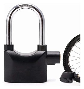 Cadeado Alarme Sonoro Antifurto Moto Trava Disco Portão Alto Cor Preto Alto