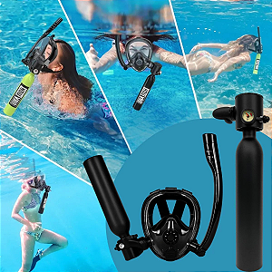 Mascara De Mergulho Profissional Snorkel C/ Cilindro O2 0,5l