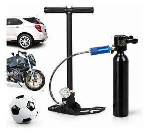 Bomba Manual De Ar P/ Encher Pneu Bola Com Medidor Portátil