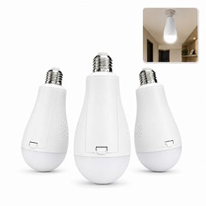 Kit 3 Lâmpadas De Emergência Recarregável Portátil Bulbo Led E27 20W Branco Frio Falta de Luz