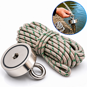 Super Ímã Para Pesca Magnética Com Corda 10m Redondo Resgate De Objetos Metálicos Ferrosos Rios