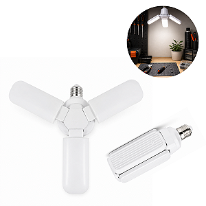 Lâmpada LED Fan Blade 45w Pétala Dobrável 3 Pás Ajustáveis Branco-Frio Decoração Multifuncional