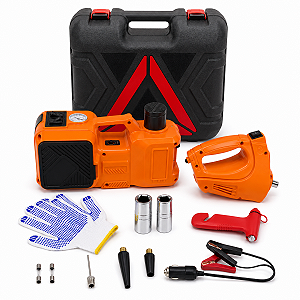 Macaco Elétrico Hidráulico Multifuncional Automotivo 12V Chave Impacto Compressor Lanterna LED