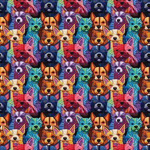 Digital D439 - Cachorrinhos Coloridos Bordados