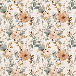 Digital D468 - Flor com Folhas Marrom