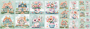 Painel Casas e Flores Olivia