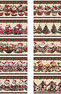 Tricoline Digital Barrado Natal Cute 2