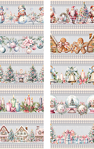 Tricoline Digital Barrado Natal Cinza