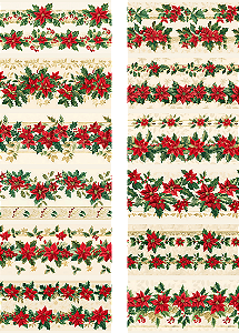 Tricoline Digital Barrado Natal Floral