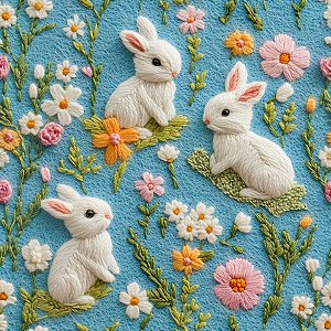 DP108 - Coelho Bordado Azul