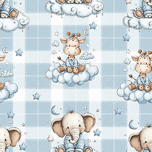 CORTE ESPECIAL DIGITAL - 48x150 CM - Baby Elefante Girafa