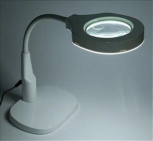 Luminária Articulada Com Base e Lupa - Branca