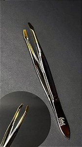 Pinça para sobrancelha Edel Solingen reta estreita - Ouro