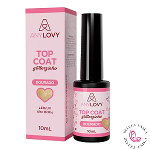 Top Coat Glitterzinho dourado 9ml Anylovy