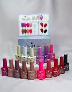 Kit esmalte em Gel com 16 cores e mostruário Real Love Col: B