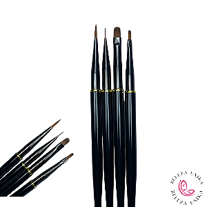 Pincel para Gel Kit preto com 4 unidades
