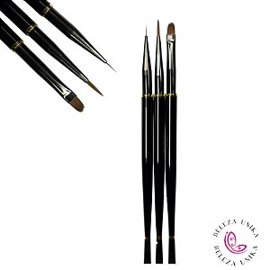 Pincel para Gel Kit  preto  com 3 unidades