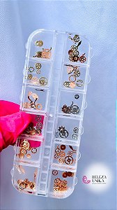 Kit Cartela de Decorações de unha Diversas engrenagens