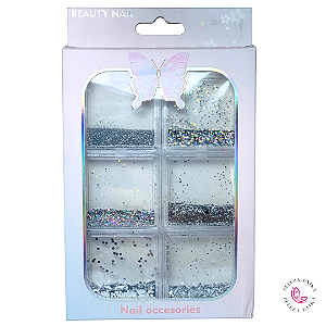 Decoração Glitter Cartela prata