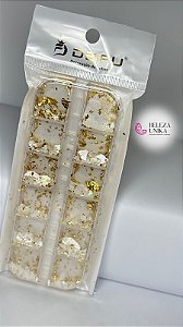 Madre Perola + Folha de ouro branca Cartela