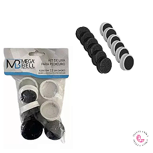 Kit de Lixa Pedicuro Mega Bell Refil c/ 12 Und.
