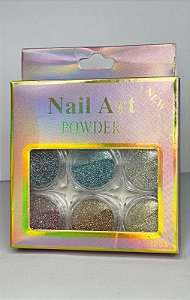 Kit Glitter Flocado Com 6 cores Nails Art
