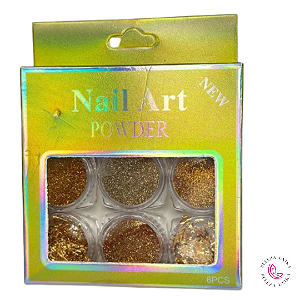 Kit Glitter Flocado Com 6 cores Nails Art