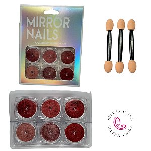 Pó cromado Kit com 06 unidades Vermelhos