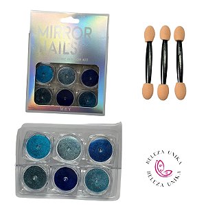 Pó cromado Kit com 06 unidades Azul