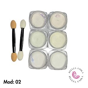 Pó cromado kit com 6 unidades modelo 02