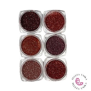 Kit de Glitter Vermelhos Finos com 06 unidades