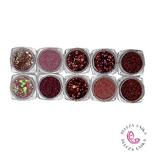 Kit Glitter Vermelhos com 10 unidades