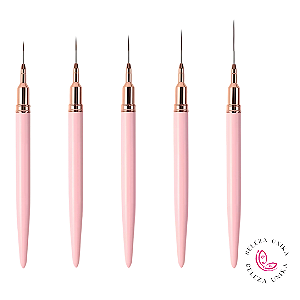 Kit de Pincel P/ Decoração de unhas com 5 und Rosa