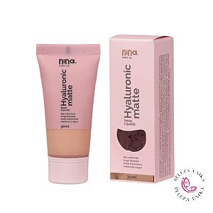 Base Líquida  Hyaluronic Matte Cor 02 30ml - Nina Makeup