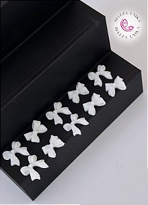 Laço 3D Branco para decoração pacote com 10 unidades