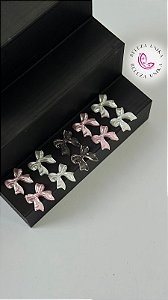 Laço 3D Branco e Rosa para decoração pacote com 10 unidades