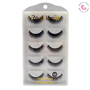 Cílios Postiços 6D Efeito Mink P208 5 Pares - Real Love