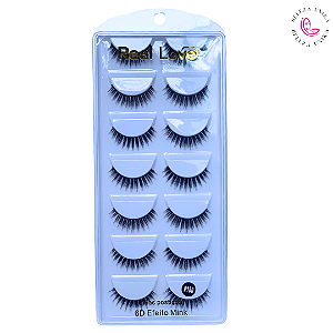 Cílios Postiços 6D Efeito Mink P180 7 Pares  - Real Love