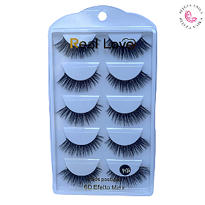 Cílios Postiços 6D Efeito Mink P126 5 Pares  - Real Love